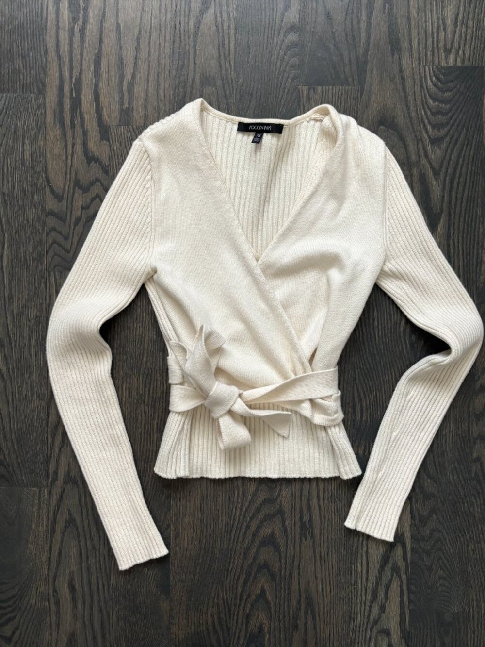 Toccin NY Knit Wrap Sweater in color cream XS
